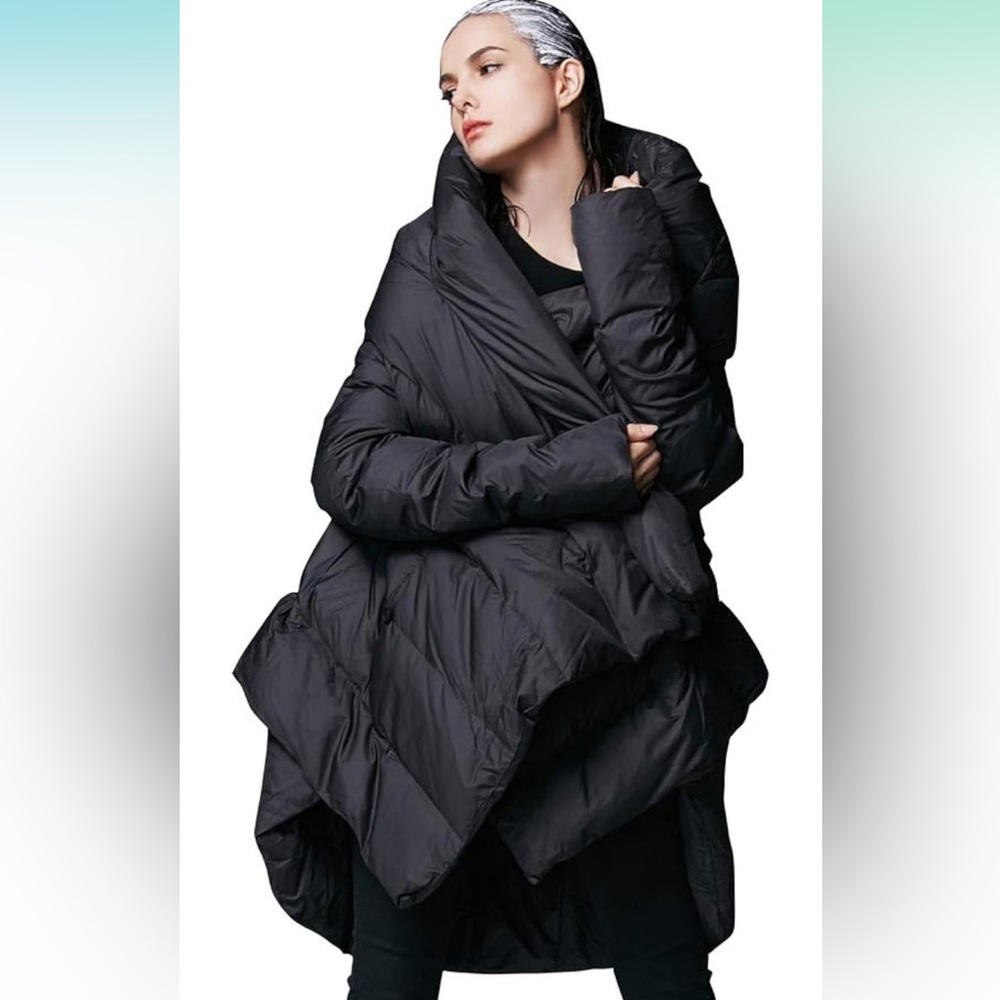 YVYVLOLO Women's Winter Down Coat Cloak Hooded Long Warm Jacket XXL